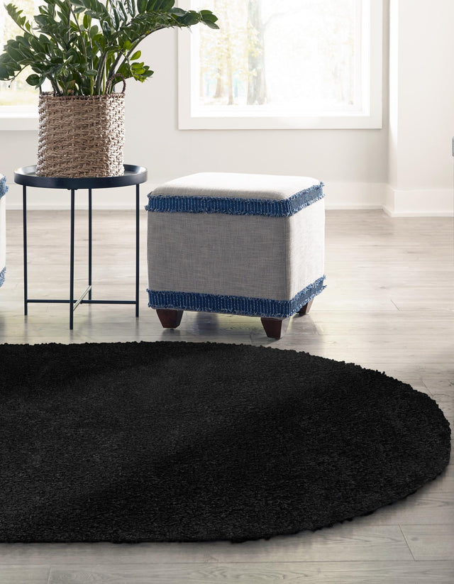 Black 5' x 8' Everyday Shag Oval Area Rug Thick Soft Touch Fluffy & Plush Shaggy Pile 100% Polypropylene With Cotton Backing Durable Carpet for Sale at Rug Engine