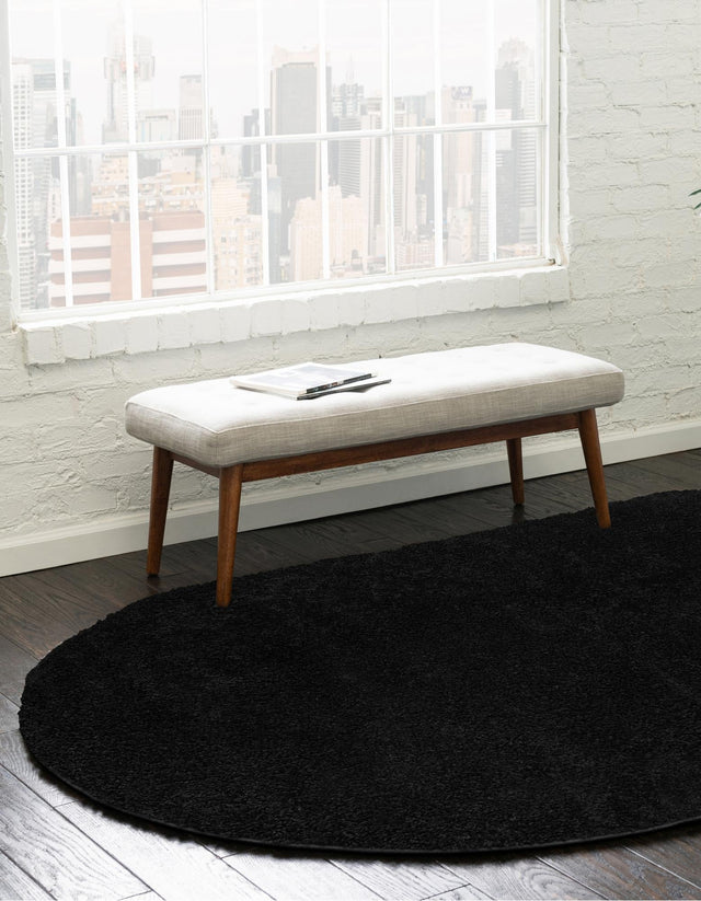 Black 3' 3 x 5' 3 Everyday Shag Oval Area Rug Thick Soft Touch Fluffy & Plush Shaggy Pile 100% Polypropylene With Cotton Backing Durable Carpet for Sale at Rug Engine