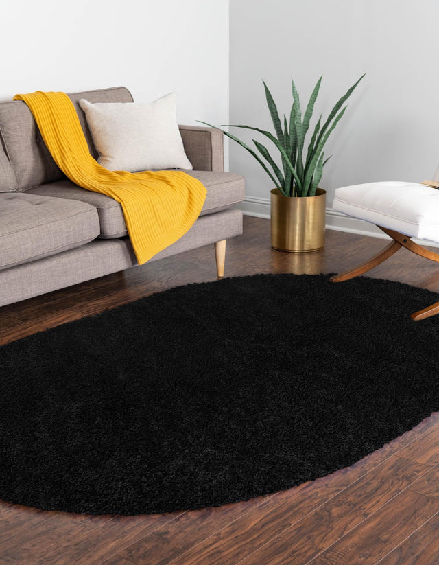 Black 3' 3 x 5' 3 Everyday Shag Oval Area Rug Thick Soft Touch Fluffy & Plush Shaggy Pile 100% Polypropylene With Cotton Backing Durable Carpet for Sale at Rug Engine
