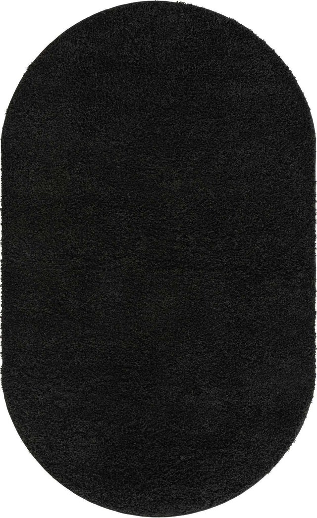Black 5' x 8' Everyday Shag Oval Area Rug Thick Soft Touch Fluffy & Plush Shaggy Pile 100% Polypropylene With Cotton Backing Durable Carpet for Sale at Rug Engine