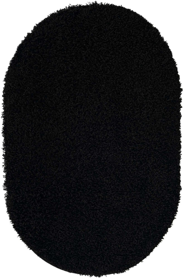 Black 3' 3 x 5' 3 Everyday Shag Oval Area Rug Thick Soft Touch Fluffy & Plush Shaggy Pile 100% Polypropylene With Cotton Backing Durable Carpet for Sale at Rug Engine
