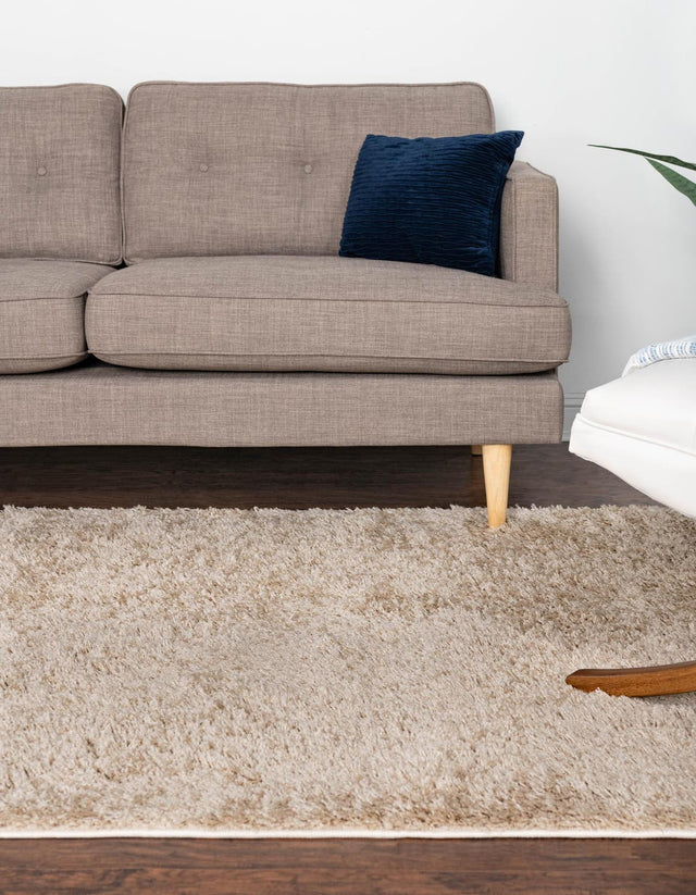 Taupe 9' x 12' 4 Everyday Shag Rectangle Area Rug Thick Soft Touch Fluffy & Plush Shaggy Pile 100% Polypropylene With Cotton Backing Durable Carpet for Sale at Rug Engine