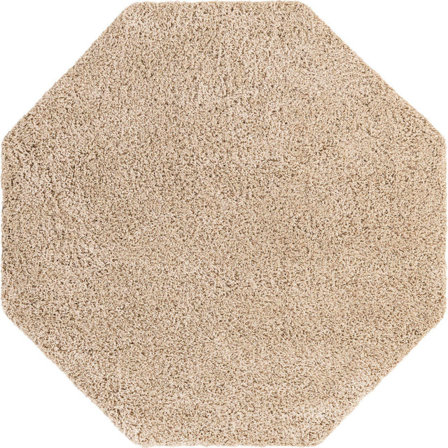 Taupe 6' x 6' Everyday Shag Octagon Area Rug Thick Soft Touch Fluffy & Plush Shaggy Pile 100% Polypropylene With Cotton Backing Durable Carpet for Sale at Rug Engine