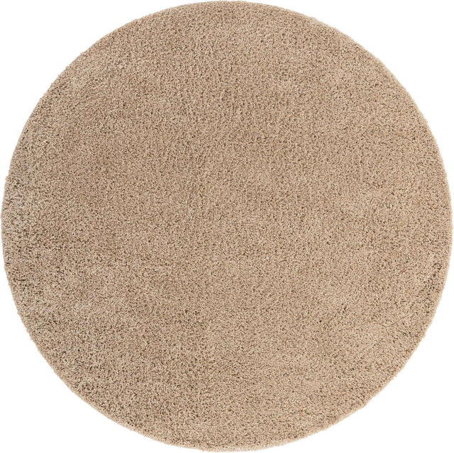 Taupe 7' 10 x 7' 10 Everyday Shag Round Area Rug Thick Soft Touch Fluffy & Plush Shaggy Pile 100% Polypropylene With Cotton Backing Durable Carpet for Sale at Rug Engine