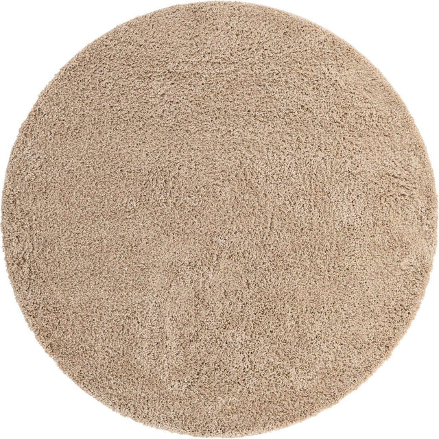 Taupe 7' x 7' Everyday Shag Round Area Rug Thick Soft Touch Fluffy & Plush Shaggy Pile 100% Polypropylene With Cotton Backing Durable Carpet for Sale at Rug Engine