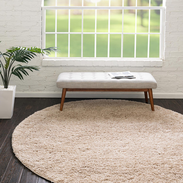 Taupe 7' 10 x 7' 10 Everyday Shag Round Area Rug Thick Soft Touch Fluffy & Plush Shaggy Pile 100% Polypropylene With Cotton Backing Durable Carpet for Sale at Rug Engine