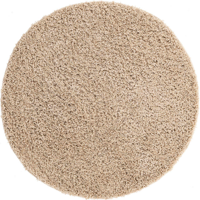 Taupe 4' x 4' Everyday Shag Round Area Rug Thick Soft Touch Fluffy & Plush Shaggy Pile 100% Polypropylene With Cotton Backing Durable Carpet for Sale at Rug Engine