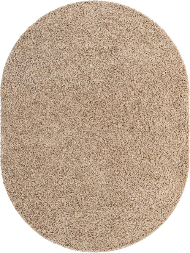 Taupe 8' x 10' Everyday Shag Oval Area Rug Thick Soft Touch Fluffy & Plush Shaggy Pile 100% Polypropylene With Cotton Backing Durable Carpet for Sale at Rug Engine