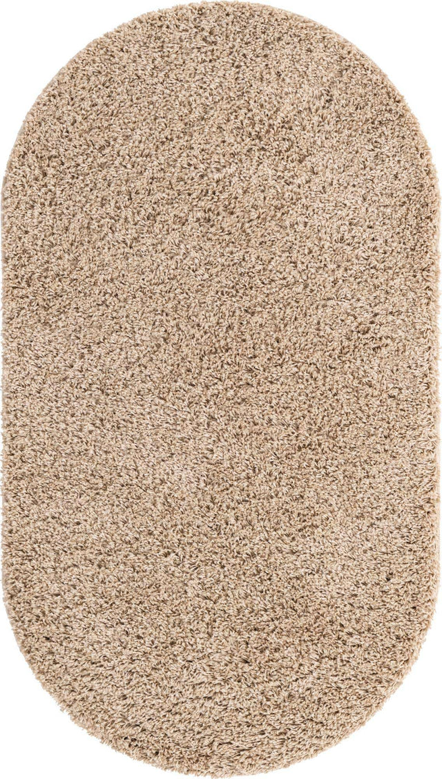 Taupe 3' 3 x 5' 3 Everyday Shag Oval Area Rug Thick Soft Touch Fluffy & Plush Shaggy Pile 100% Polypropylene With Cotton Backing Durable Carpet for Sale at Rug Engine