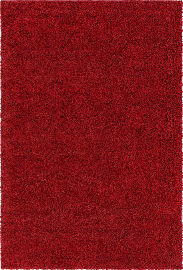 Cherry Red 7' x 10' Everyday Shag Rectangle Area Rug Thick Soft Touch Fluffy & Plush Shaggy Pile 100% Polypropylene With Cotton Backing Durable Carpet for Sale at Rug Engine