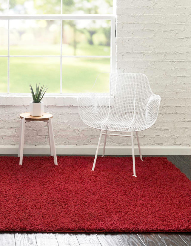 Cherry Red 7' x 10' Everyday Shag Rectangle Area Rug Thick Soft Touch Fluffy & Plush Shaggy Pile 100% Polypropylene With Cotton Backing Durable Carpet for Sale at Rug Engine