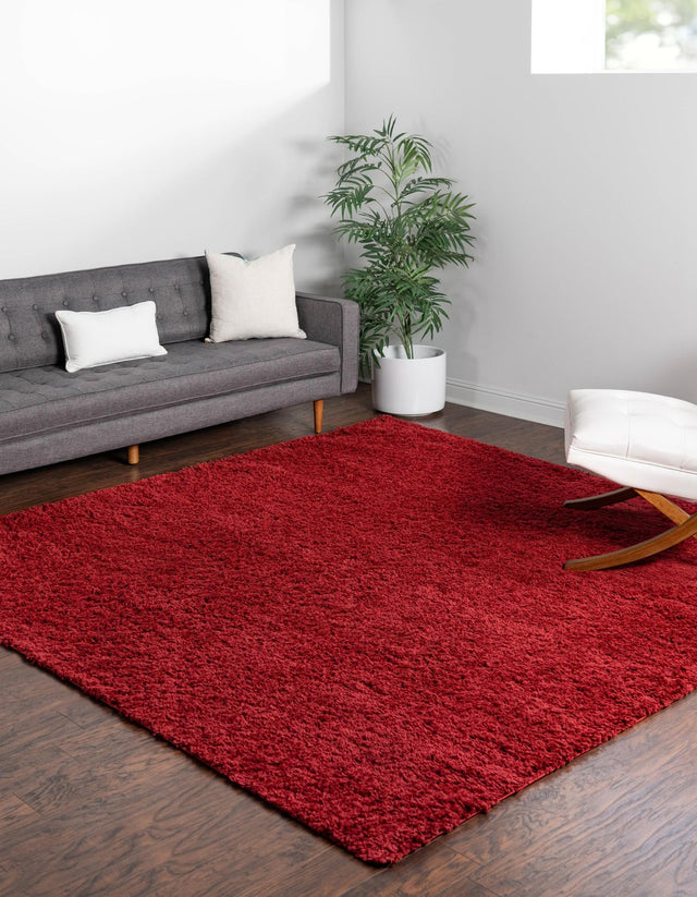 Cherry Red 7' 10 x 7' 10 Everyday Shag Square Area Rug Thick Soft Touch Fluffy & Plush Shaggy Pile 100% Polypropylene With Cotton Backing Durable Carpet for Sale at Rug Engine