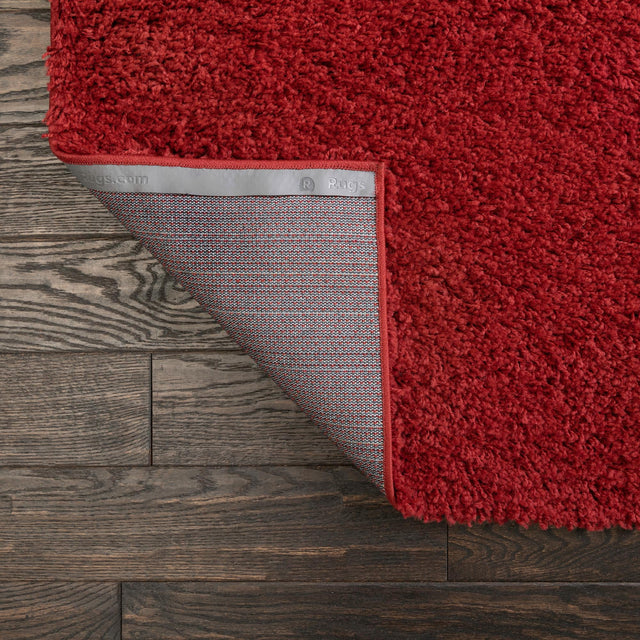 Cherry Red 5' x 5' Everyday Shag Square Area Rug Thick Soft Touch Fluffy & Plush Shaggy Pile 100% Polypropylene With Cotton Backing Durable Carpet for Sale at Rug Engine