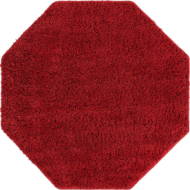 Cherry Red 6' x 6' Everyday Shag Octagon Area Rug Thick Soft Touch Fluffy & Plush Shaggy Pile 100% Polypropylene With Cotton Backing Durable Carpet for Sale at Rug Engine