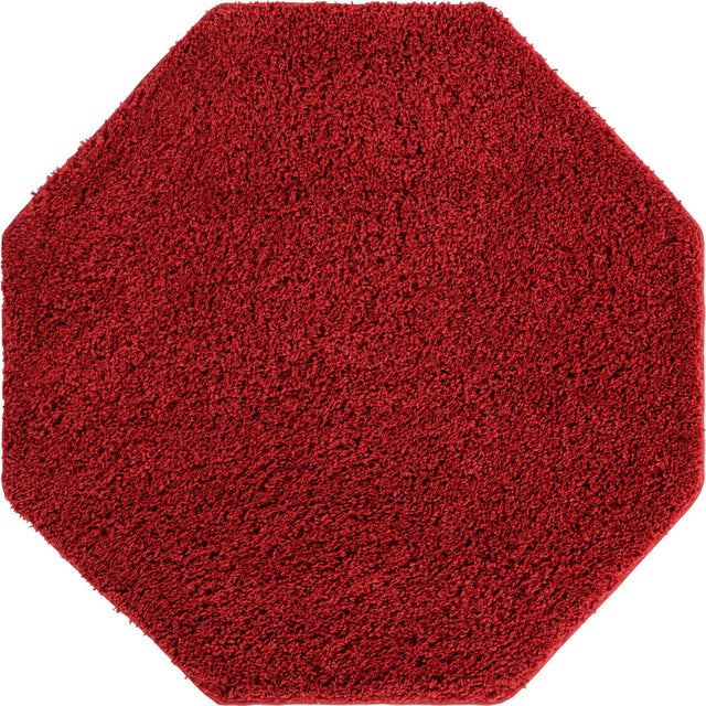 Cherry Red 4' x 4' Everyday Shag Octagon Area Rug Thick Soft Touch Fluffy & Plush Shaggy Pile 100% Polypropylene With Cotton Backing Durable Carpet for Sale at Rug Engine