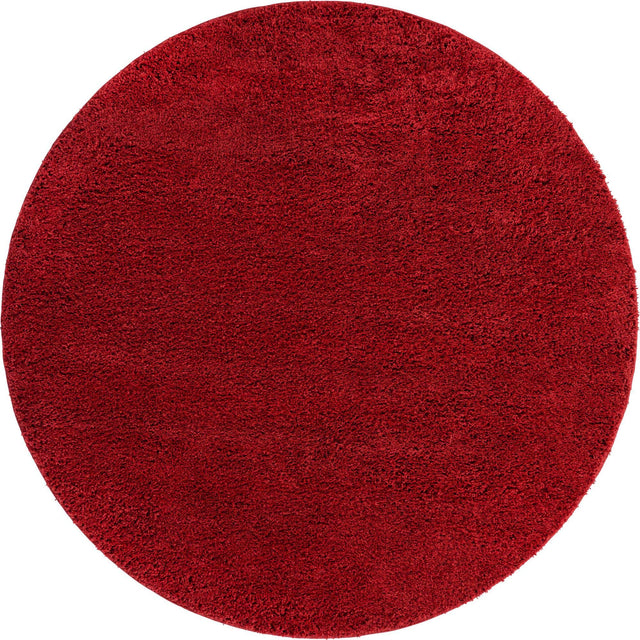 Cherry Red 7' 10 x 7' 10 Everyday Shag Round Area Rug Thick Soft Touch Fluffy & Plush Shaggy Pile 100% Polypropylene With Cotton Backing Durable Carpet for Sale at Rug Engine
