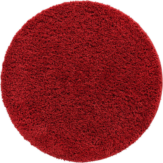 Cherry Red 4' x 4' Everyday Shag Round Area Rug Thick Soft Touch Fluffy & Plush Shaggy Pile 100% Polypropylene With Cotton Backing Durable Carpet for Sale at Rug Engine