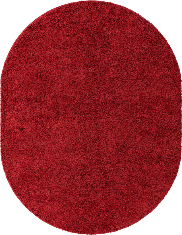 Cherry Red 8' x 10' Everyday Shag Oval Area Rug Thick Soft Touch Fluffy & Plush Shaggy Pile 100% Polypropylene With Cotton Backing Durable Carpet for Sale at Rug Engine