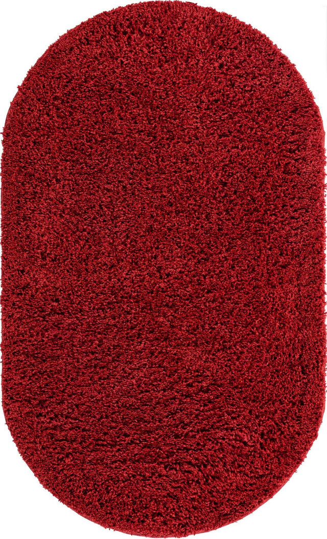 Cherry Red 3' 3 x 5' 3 Everyday Shag Oval Area Rug Thick Soft Touch Fluffy & Plush Shaggy Pile 100% Polypropylene With Cotton Backing Durable Carpet for Sale at Rug Engine