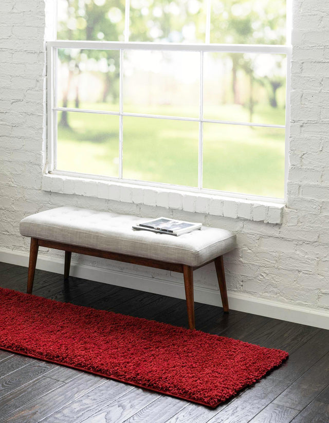 Cherry Red 2' 6 x 10' Everyday Shag Runner Area Rug Thick Soft Touch Fluffy & Plush Shaggy Pile 100% Polypropylene With Cotton Backing Durable Carpet for Sale at Rug Engine