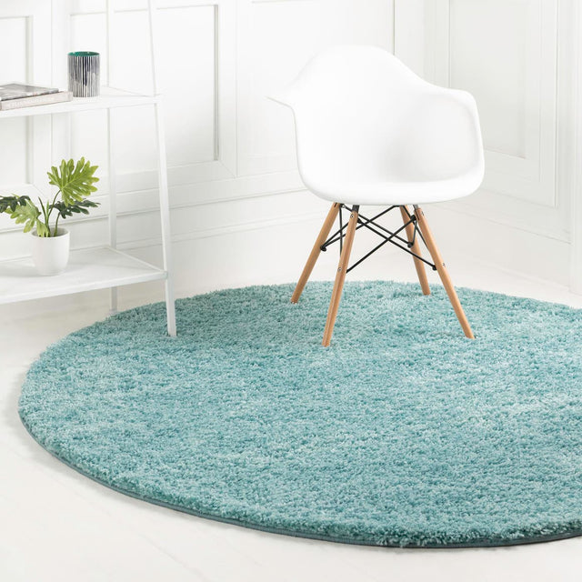 Turquoise 4' x 4' Everyday Shag Round Area Rug Thick Soft Touch Fluffy & Plush Shaggy Pile 100% Polypropylene With Cotton Backing Durable Carpet for Sale at Rug Engine