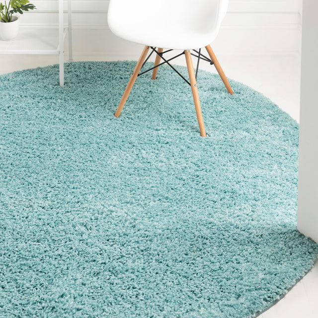 Turquoise 4' x 4' Everyday Shag Round Area Rug Thick Soft Touch Fluffy & Plush Shaggy Pile 100% Polypropylene With Cotton Backing Durable Carpet for Sale at Rug Engine