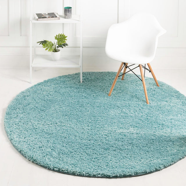 Turquoise 4' x 4' Everyday Shag Round Area Rug Thick Soft Touch Fluffy & Plush Shaggy Pile 100% Polypropylene With Cotton Backing Durable Carpet for Sale at Rug Engine