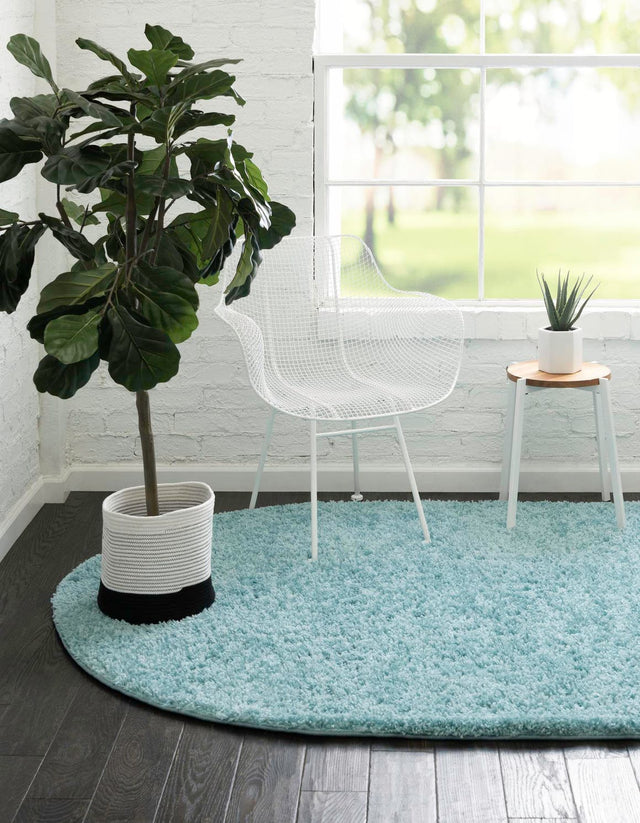 Turquoise 8' x 10' Everyday Shag Oval Area Rug Thick Soft Touch Fluffy & Plush Shaggy Pile 100% Polypropylene With Cotton Backing Durable Carpet for Sale at Rug Engine