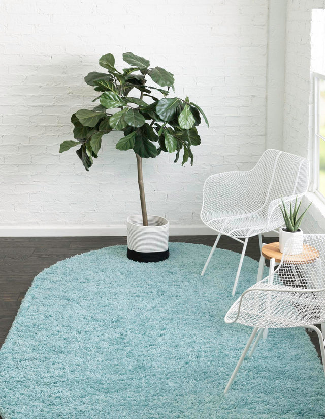 Turquoise 3' 3 x 5' 3 Everyday Shag Oval Area Rug Thick Soft Touch Fluffy & Plush Shaggy Pile 100% Polypropylene With Cotton Backing Durable Carpet for Sale at Rug Engine