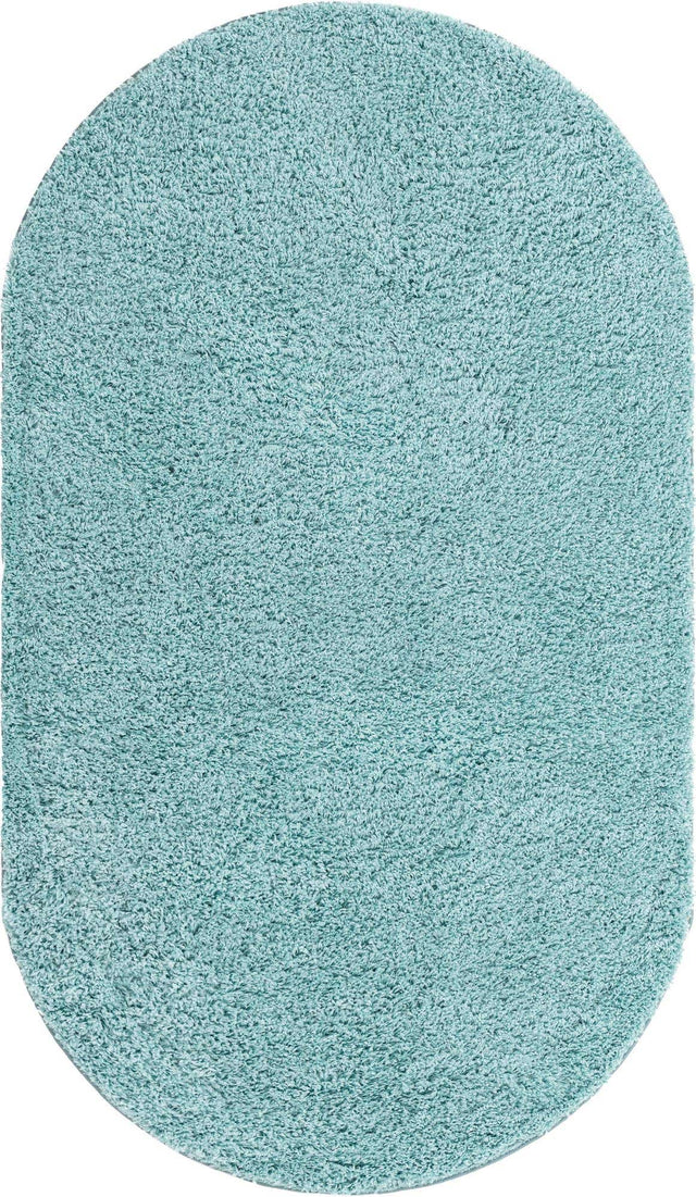 Turquoise 5' x 8' Everyday Shag Oval Area Rug Thick Soft Touch Fluffy & Plush Shaggy Pile 100% Polypropylene With Cotton Backing Durable Carpet for Sale at Rug Engine