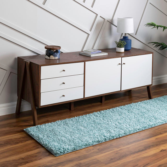 Turquoise 2' 6 x 10' Everyday Shag Runner Area Rug Thick Soft Touch Fluffy & Plush Shaggy Pile 100% Polypropylene With Cotton Backing Durable Carpet for Sale at Rug Engine