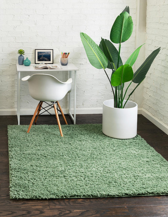 Green 5' x 5' Everyday Shag Square Area Rug Thick Soft Touch Fluffy & Plush Shaggy Pile 100% Polypropylene With Cotton Backing Durable Carpet for Sale at Rug Engine
