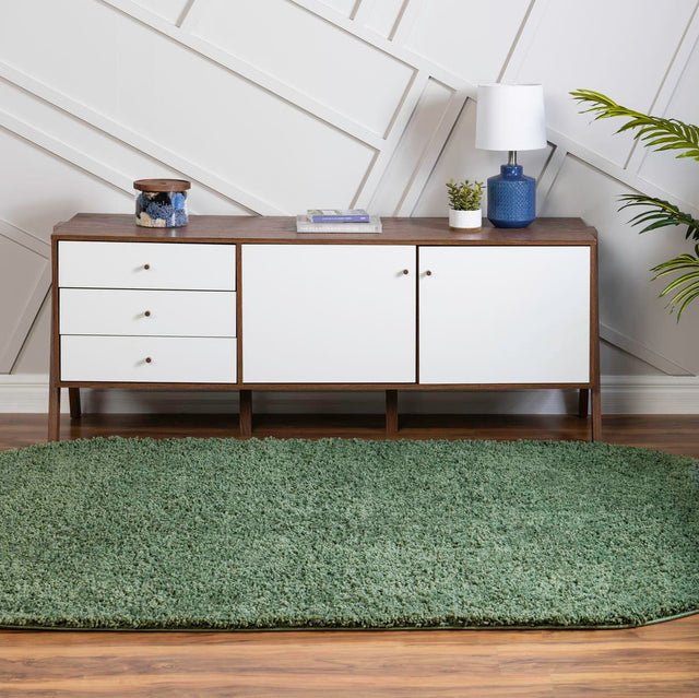Green 8' x 10' Everyday Shag Oval Area Rug Thick Soft Touch Fluffy & Plush Shaggy Pile 100% Polypropylene With Cotton Backing Durable Carpet for Sale at Rug Engine