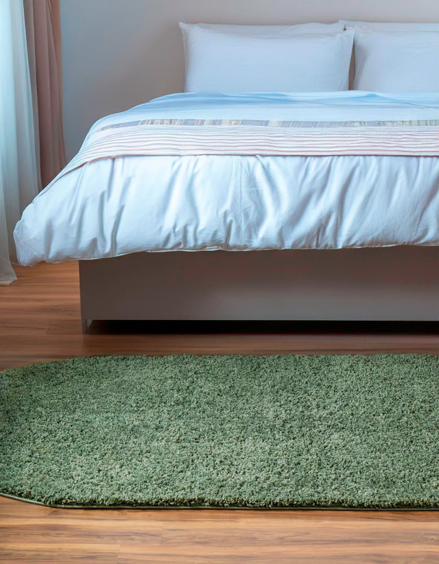 Green 8' x 10' Everyday Shag Oval Area Rug Thick Soft Touch Fluffy & Plush Shaggy Pile 100% Polypropylene With Cotton Backing Durable Carpet for Sale at Rug Engine