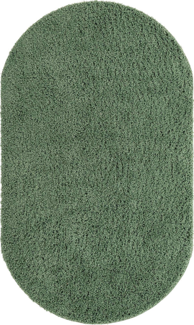 Green 5' x 8' Everyday Shag Oval Area Rug Thick Soft Touch Fluffy & Plush Shaggy Pile 100% Polypropylene With Cotton Backing Durable Carpet for Sale at Rug Engine