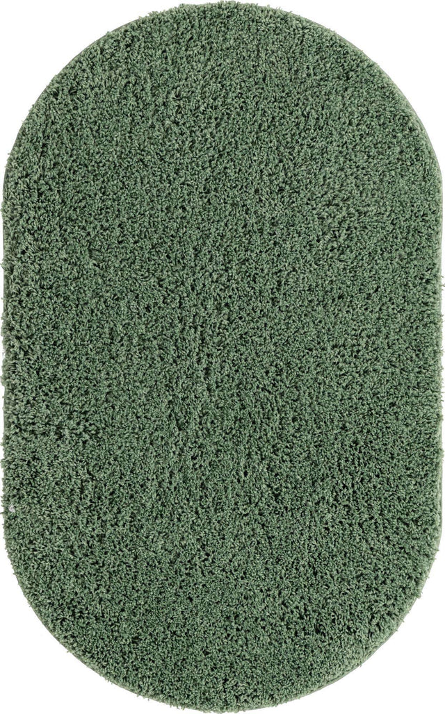 Green 3' 3 x 5' 3 Everyday Shag Oval Area Rug Thick Soft Touch Fluffy & Plush Shaggy Pile 100% Polypropylene With Cotton Backing Durable Carpet for Sale at Rug Engine