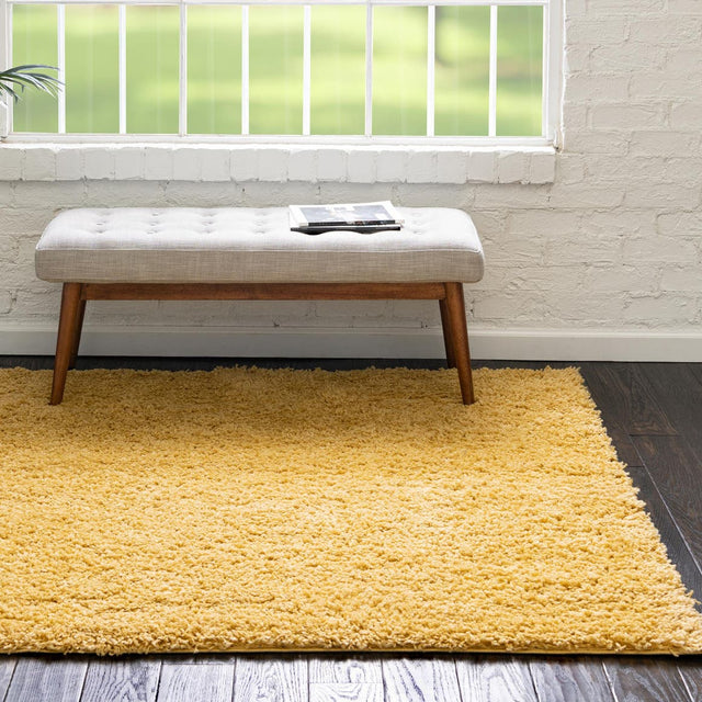 Yellow 5' x 5' Everyday Shag Square Area Rug Thick Soft Touch Fluffy & Plush Shaggy Pile 100% Polypropylene With Cotton Backing Durable Carpet for Sale at Rug Engine
