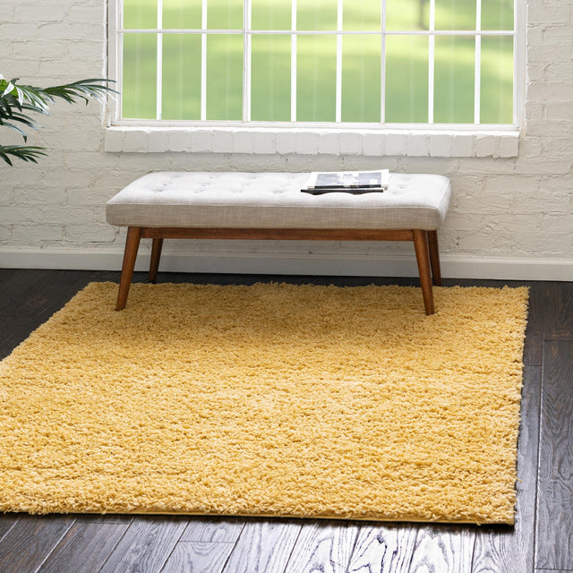 Yellow 5' x 5' Everyday Shag Square Area Rug Thick Soft Touch Fluffy & Plush Shaggy Pile 100% Polypropylene With Cotton Backing Durable Carpet for Sale at Rug Engine