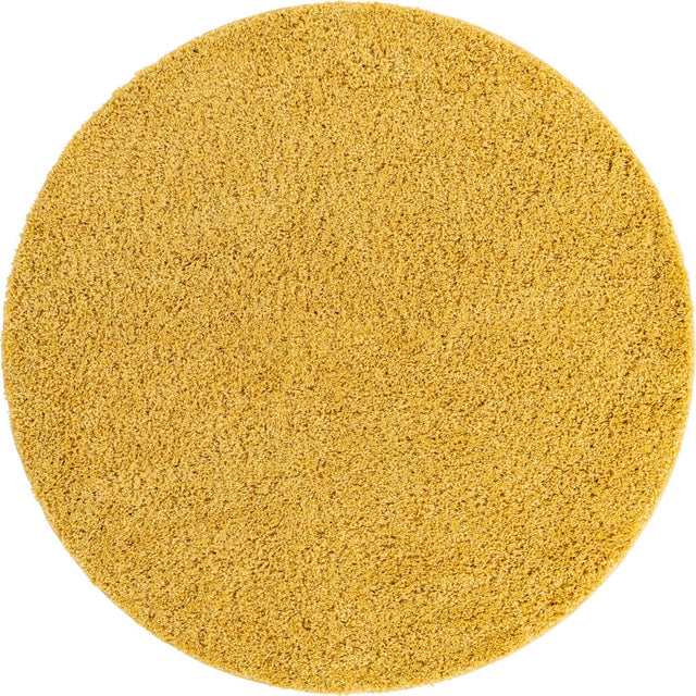Yellow 7' 10 x 7' 10 Everyday Shag Round Area Rug Thick Soft Touch Fluffy & Plush Shaggy Pile 100% Polypropylene With Cotton Backing Durable Carpet for Sale at Rug Engine