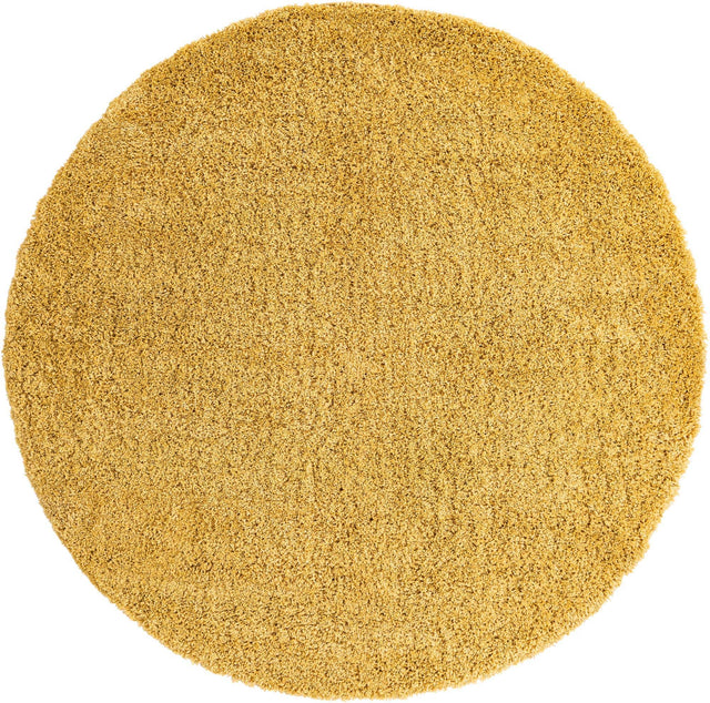 Yellow 7' x 7' Everyday Shag Round Area Rug Thick Soft Touch Fluffy & Plush Shaggy Pile 100% Polypropylene With Cotton Backing Durable Carpet for Sale at Rug Engine