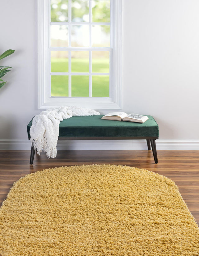 Yellow 8' x 10' Everyday Shag Oval Area Rug Thick Soft Touch Fluffy & Plush Shaggy Pile 100% Polypropylene With Cotton Backing Durable Carpet for Sale at Rug Engine