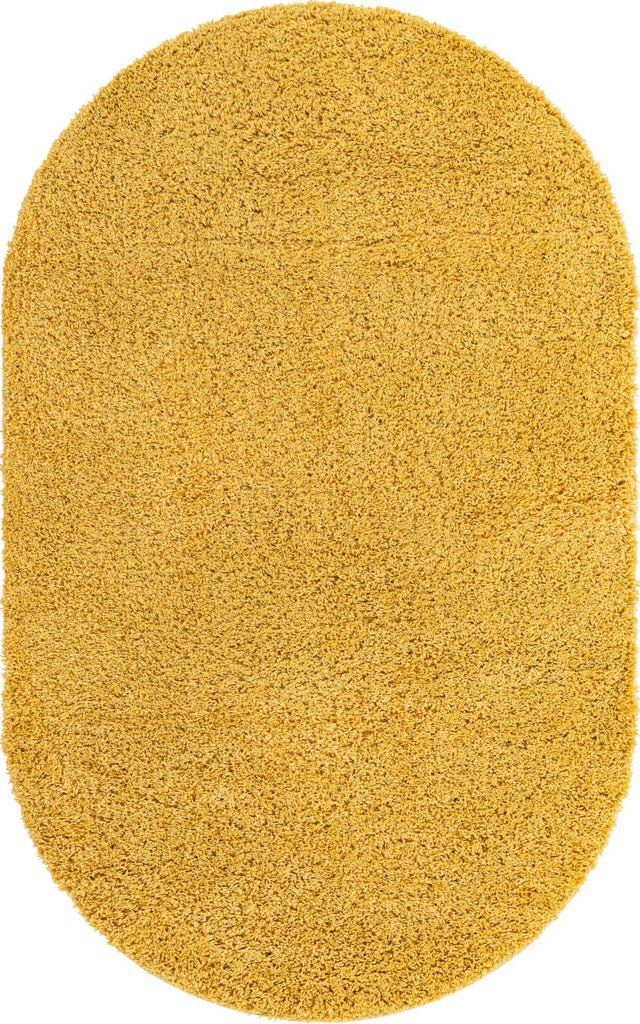 Yellow 5' x 8' Everyday Shag Oval Area Rug Thick Soft Touch Fluffy & Plush Shaggy Pile 100% Polypropylene With Cotton Backing Durable Carpet for Sale at Rug Engine
