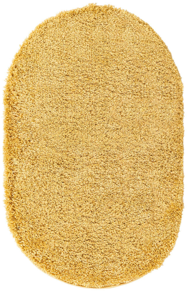 Yellow 3' 3 x 5' 3 Everyday Shag Oval Area Rug Thick Soft Touch Fluffy & Plush Shaggy Pile 100% Polypropylene With Cotton Backing Durable Carpet for Sale at Rug Engine