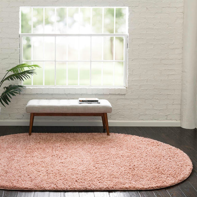 Rose Pink 3' 3 x 5' 3 Everyday Shag Oval Area Rug Thick Soft Touch Fluffy & Plush Shaggy Pile 100% Polypropylene With Cotton Backing Durable Carpet for Sale at Rug Engine