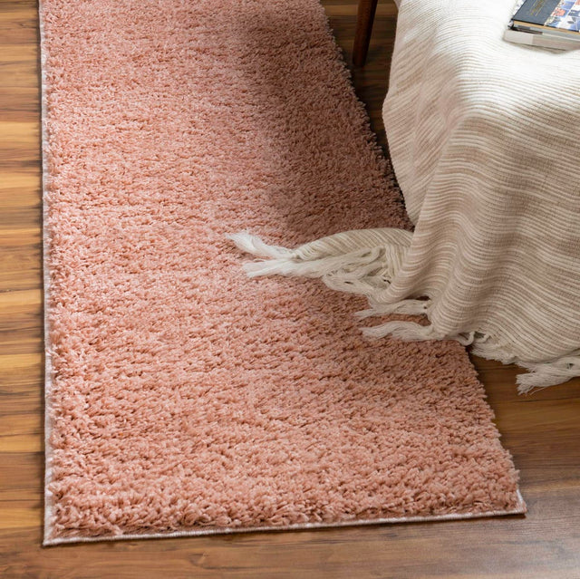 Rose Pink 2' 2 x 6' 7 Everyday Shag Runner Area Rug Thick Soft Touch Fluffy & Plush Shaggy Pile 100% Polypropylene With Cotton Backing Durable Carpet for Sale at Rug Engine