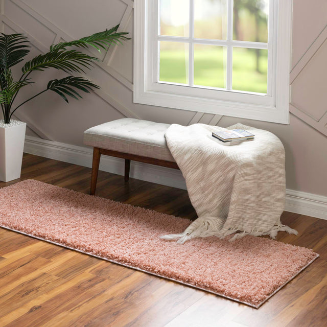 Rose Pink 2' 6 x 10' Everyday Shag Runner Area Rug Thick Soft Touch Fluffy & Plush Shaggy Pile 100% Polypropylene With Cotton Backing Durable Carpet for Sale at Rug Engine