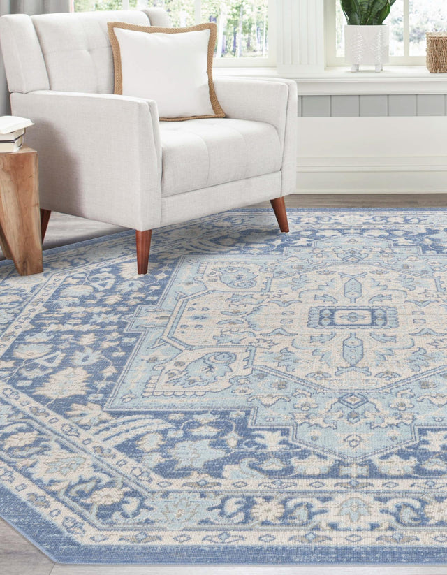 French Blue 7' x 7' Whitney Octagon Area Rug