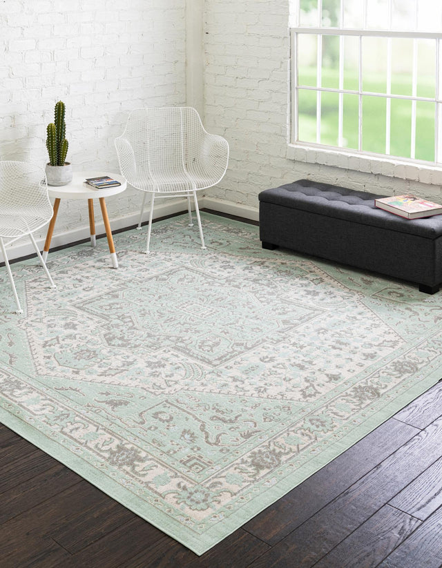Mint 7' 10 x 7' 10 Whitney Square Area Rug Classic Vintage Distressed Look Traditional Persian Inspired Carpet for Home Decor for Sale at Rug Engine