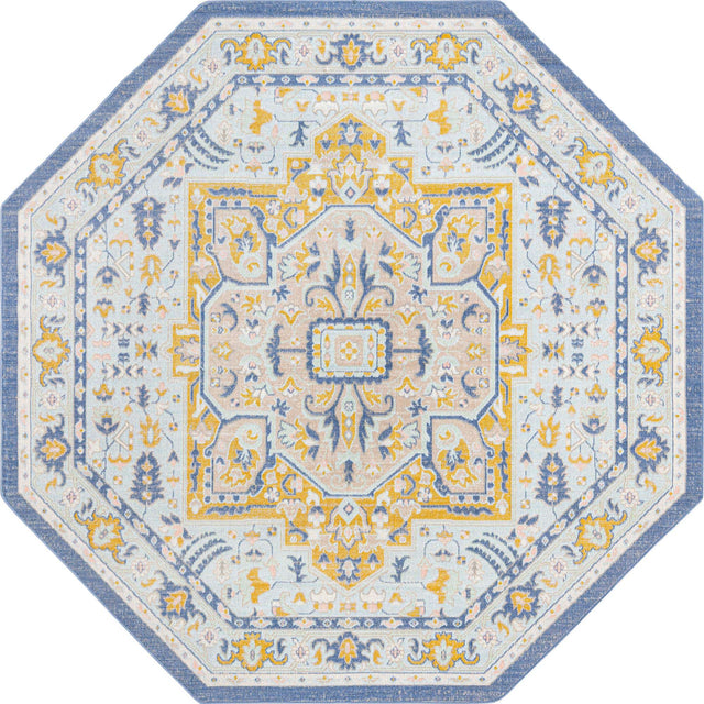 Sky blue 7' x 7' Whitney Octagon Area Rug