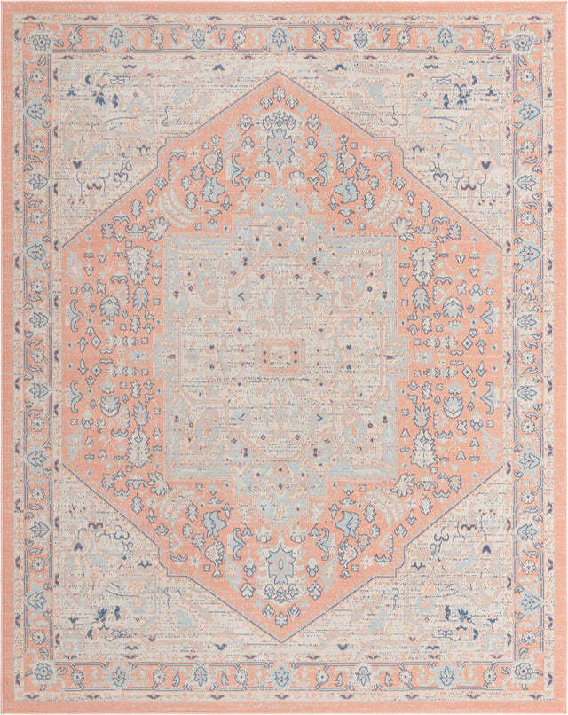 Powder Pink 9' x 12' Whitney Rectangle Area Rug Classic Vintage Distressed Look Traditional Persian Inspired Carpet for Home Decor for Sale at Rug Engine